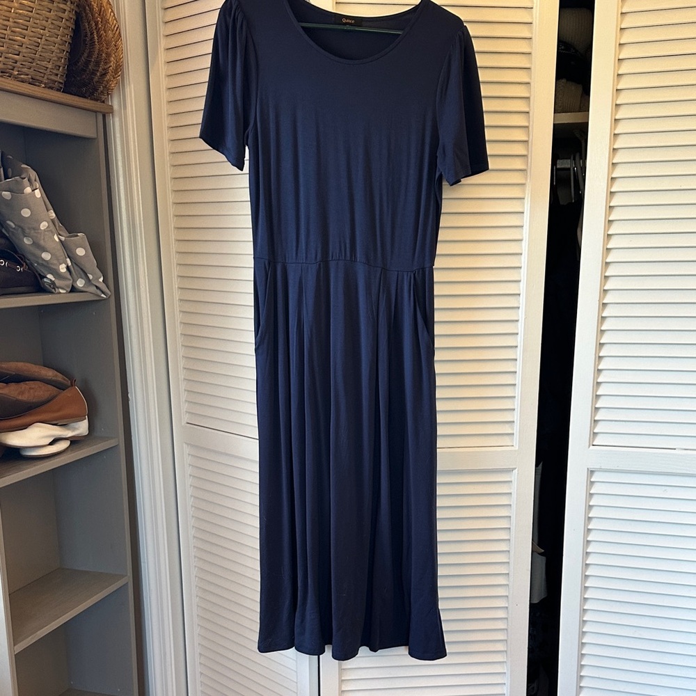 Quince Navy Blue Midi Dress
